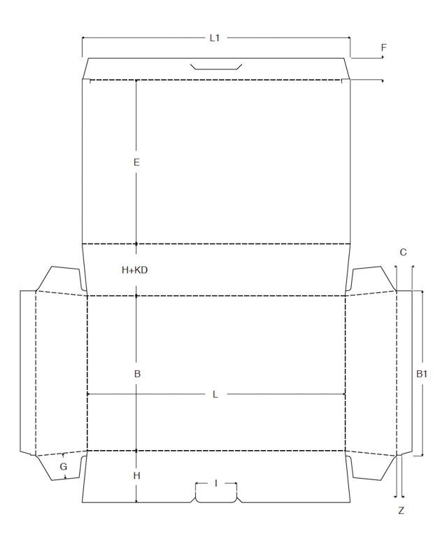 Krempelverpackung ECMA B4150 K konische Krempelverpackung technische Zeichnung